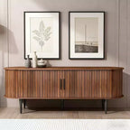 JVNOXK 55 Table de Console TV Moderne avec Compartiment de Rangement et Porte Coulissante - Meuble TV-Hifi Noyer pour Salon, Chambre, Bureau