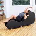 Fauteuil inclinable Avana pour l'étirement et la relaxation, pieds en bois d'hévéa, similicuir - Gris sous-marin