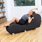 Fauteuil inclinable Avana pour l'étirement et la relaxation, pieds en bois d'hévéa, similicuir - Gris sous-marin