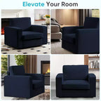 Mjkone Fauteuil pivotant moderne 360°, Fauteuil carré rembourré, Canapé simple confortable en chenille