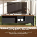 Meuble TV moderne pour téléviseurs jusqu'à 75 pouces, meuble de divertissement en bois de 180 cm avec rangement et porte coulissante, table console multimédia pour salon et chambre