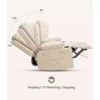 Fauteuil inclinable pour adultes, fauteuil inclinable manuel à bascule en similicuir, fauteuil inclinable pivotant à 360 degrés avec poche latérale, fauteuil inclinable simple, beige