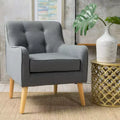 Fauteuils d'appoint modernes Okak du milieu du siècle pour chambre à coucher, fauteuil d'appoint en tissu capitonné avec pieds en bois massif pour salon