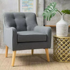 Fauteuils d'appoint modernes Okak du milieu du siècle pour chambre à coucher, fauteuil d'appoint en tissu capitonné avec pieds en bois massif pour salon
