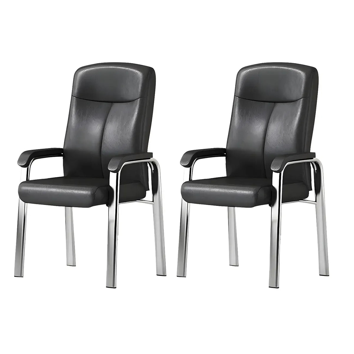 Chaise de bureau HomeyFad moderne en cuir et métal à 4 pieds avec accoudoirs