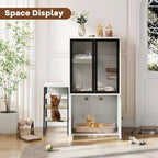 Meuble de litière pour chat GustomWave, armoire double cachée 2 en 1 avec bac à litière fermé et échelle, meuble pour chat en bois