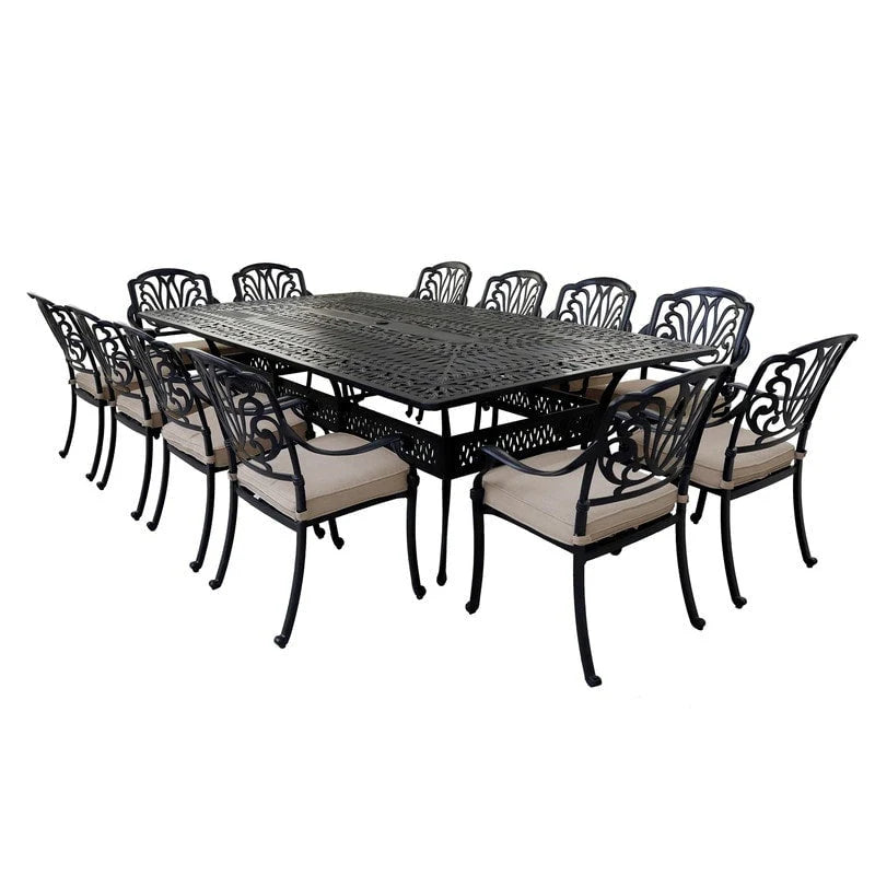 Ensemble de salle à manger Manasquan 13 pièces en aluminium couleur canon de fusil par Havenside Home