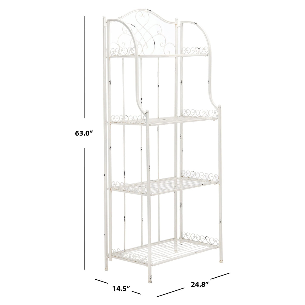 SAFAVIEH Bryn Étagère de boulanger d'extérieur victorienne en fer forgé à 4 niveaux - 63,5 cm l x 38,1 cm P x 160 cm H - 25L x 15P x 63H