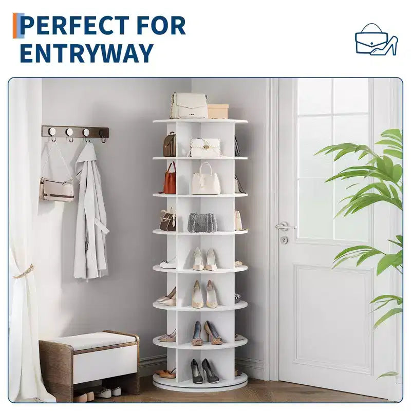 Tour de rangement pour chaussures rotative à 7 niveaux, organisateur de chaussures sur pied, présentoir à chaussures vertical rotatif à 360°, support de rangement rond pour chaussures
