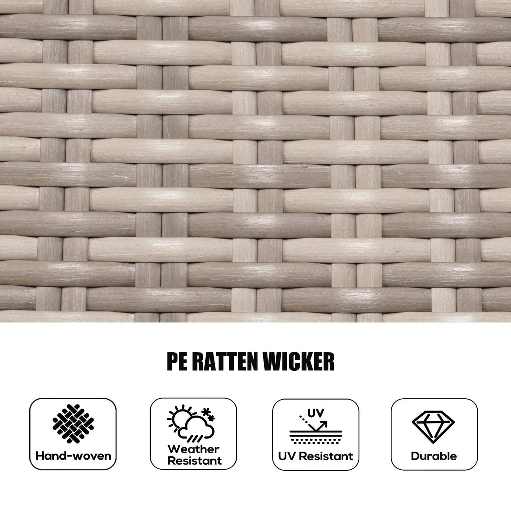 Ensemble de salle à manger rond 7 pièces en rotin tressé d'extérieur avec coussins par Moda Furnishings
