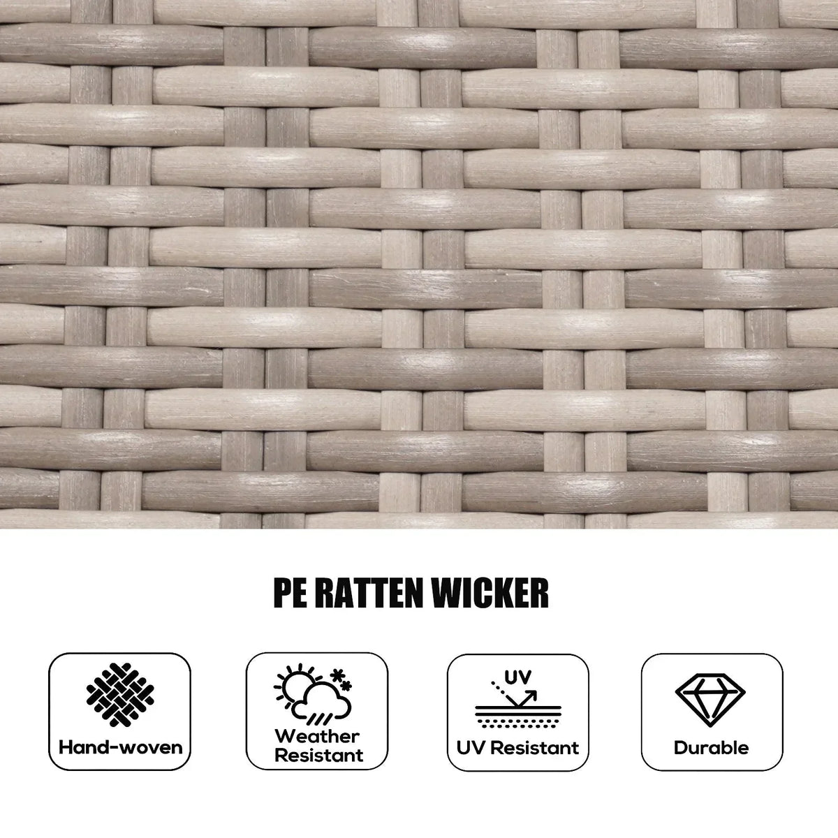 Ensemble de salle à manger rond 7 pièces en rotin tressé d'extérieur avec coussins par Moda Furnishings