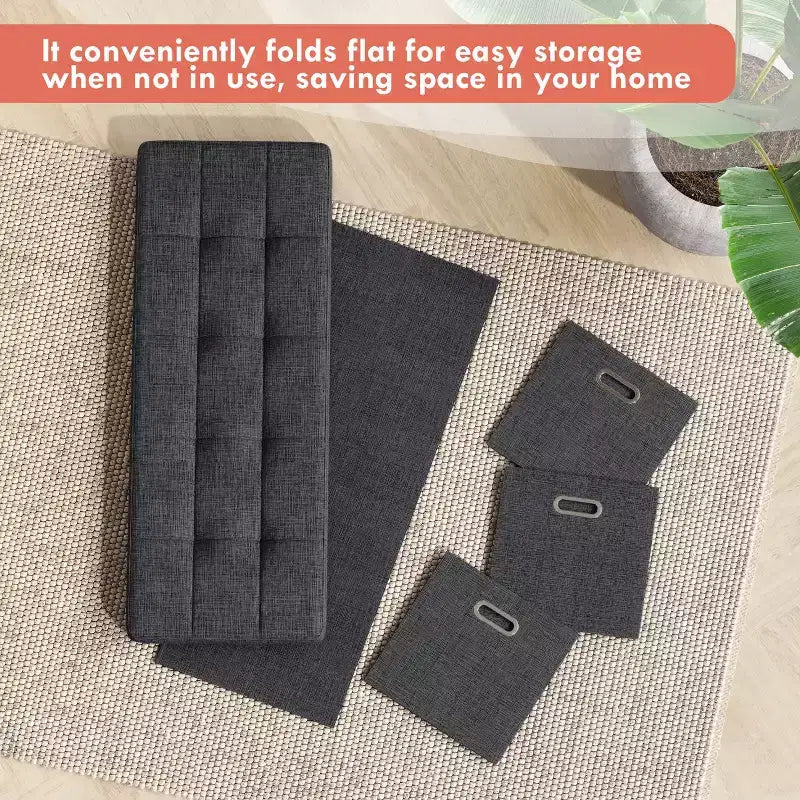 Banc de rangement pliant Ornavo Home de 101,6 cm avec tiroirs, parfait pour le salon, la chambre et l'entrée
