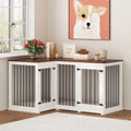Grand meuble de caisse d'angle pour 2 chiens, cage pour chien en forme de L - 58,7X41,1