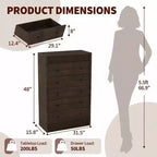 Coolmee Commode Haute 5 Tiroirs pour Chambre, Commode Cannelée de 80 cm de Large, Armoire de Rangement en Bois Moderne pour Chambre d'Enfant, Couloir, Salon