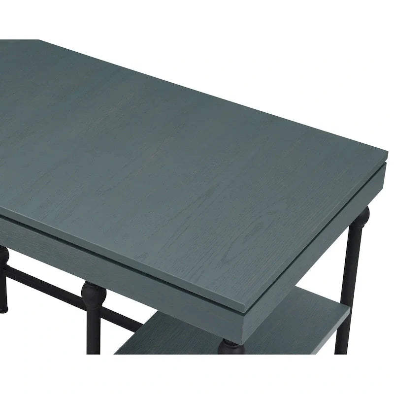 Bureau d'ordinateur d'angle en métal de 59 pouces Haley Farmhouse avec ports USB par Furniture of America