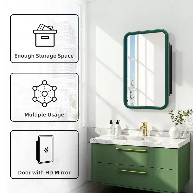 Dovelina Armoire de toilette murale, armoire à miroir, armoire à miroir murale multifonctionnelle avec portes magnétiques