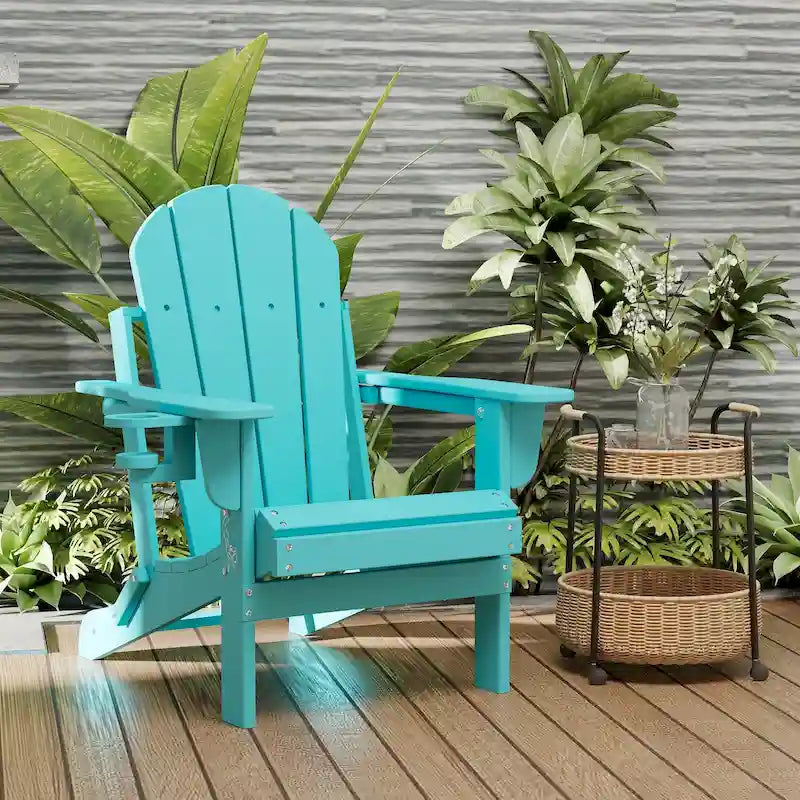 Chaise Adirondack pliante d'extérieur avec porte-gobelet