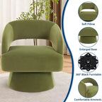 Fauteuil pivotant - Fauteuil moderne rembourré avec dossier rayé et rembourrage moelleux, chaise longue ronde pour salon, chambre à coucher (1 pièce)