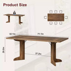 Grande table à manger rectangulaire de 180 cm pour 6 à 8 personnes, table de salle à manger rustique en bois massif avec pieds robustes et plateau solide pour salle à manger
