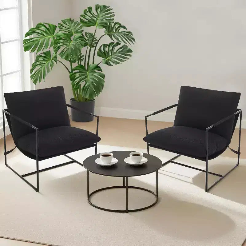 Fauteuil d'appoint suspendu pour salon, fauteuil douillet moderne à cadre métallique, chaises rembourrées avec coussin en mousse déchiquetée, chaise longue
