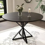 Table de salle à manger ronde de 120 cm pour 4 personnes, tables de cuisine en bois avec pied en métal et plateau en 4 parties, peu encombrante, table de dîner circulaire pour la maison