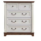 JVNOXK Commode à cinq tiroirs en bois de style rustique de 31 pouces avec base, armoire de rangement pour chambre ou salon, élégante, robuste, durable, noyer