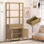 COZONY Bibliothèque moderne avec armoire de rangement, bibliothèque de ferme de 180 cm avec étagères réglables, bibliothèques pour chambre à coucher, salon, maison et bureau