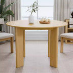 PexFix 45 Table de salle à manger de style campagnard en chêne massif avec plateau rond en bois, idéale pour les salles à manger modernes et les réunions de famille.