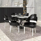 LeisureMod Ethos Chaises de Salle à Manger Modernes (Lot de 2) Sièges en Cuir avec Dossier Courbé et Pieds en Fer Noir, Places Assises pour Cuisine, Salle à Manger, Café