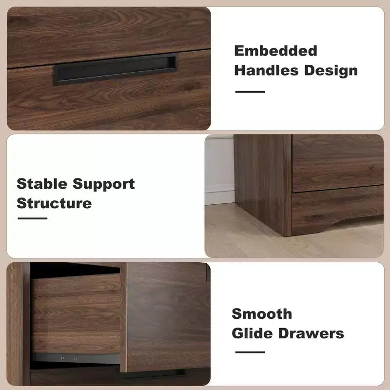 Commode 4 Tiroirs pour Chambre à Coucher, Tiroirs avec Poignées Intégrées, Organiseur de Commode en Bois pour Salon, Chambre de Bébé, Couloir et Entrée