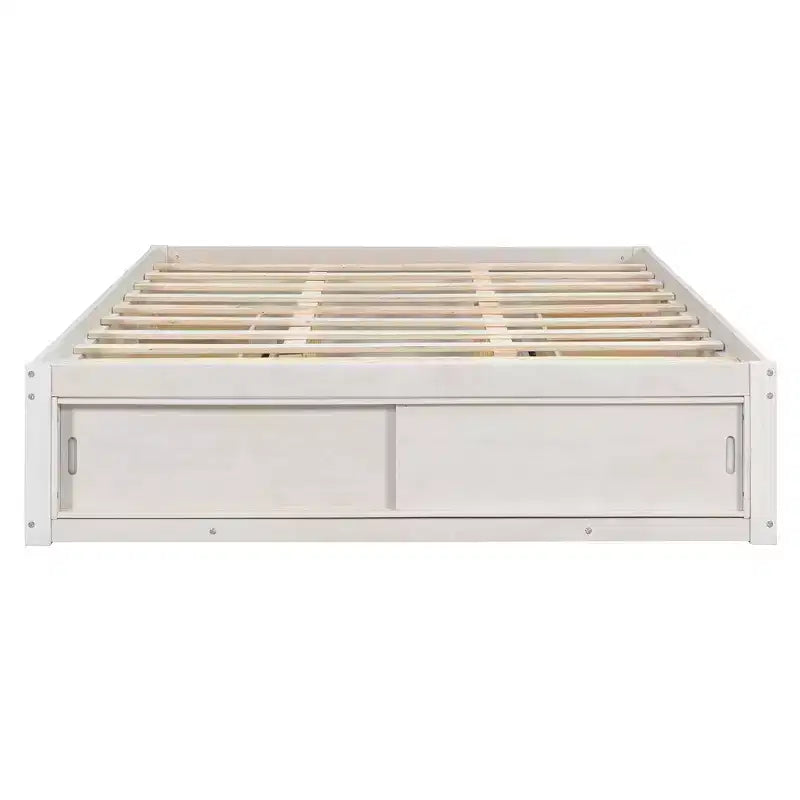 Luxystar Lit plateforme moderne Queen avec 4 tiroirs et rangement intégré au pied de lit