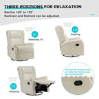 Fauteuil inclinable pivotant en similicuir Baksoho pour chambre de bébé avec base en métal, lot de 2 par HULALA HOME