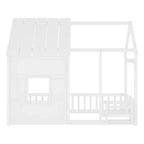 Cadre de lit au sol Whisen Twin Size, lit en forme de maison avec toit, clôture