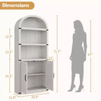 Bibliothèque avec portes Étagère cintrée 182 cm de haut Bibliothèque de style rustique avec étagères Bibliothèques en bois pour la maison, le bureau, le salon