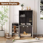 Meuble de litière pour chat GustomWave, armoire double cachée 2 en 1 avec bac à litière fermé et échelle, meuble pour chat en bois