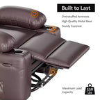 Fauteuil inclinable pivotant à bascule de 56 cm, inclinable paresseux en cuir PU avec éponge 1,5X, porte-gobelet et poches latérales, pivotant à 360° pour salon, chambre à coucher, chambre d'enfant
