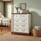 JVNOXK Commode à cinq tiroirs en bois de style rustique de 31 pouces avec base, armoire de rangement pour chambre ou salon, élégante, robuste, durable, noyer