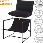 Fauteuil d'appoint suspendu pour salon, fauteuil douillet moderne à cadre métallique, chaises rembourrées avec coussin en mousse déchiquetée, chaise longue