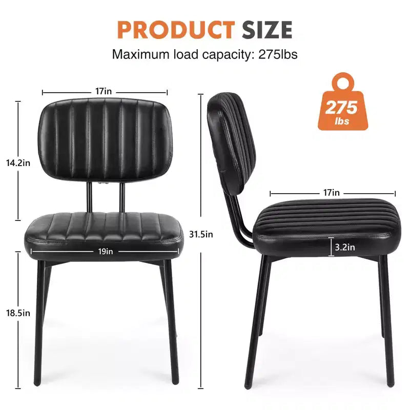 Okak Chaise de salle à manger capitonnée en similicuir avec cadre en métal, lot de 2 chaises d'appoint pour salle à manger, cuisine