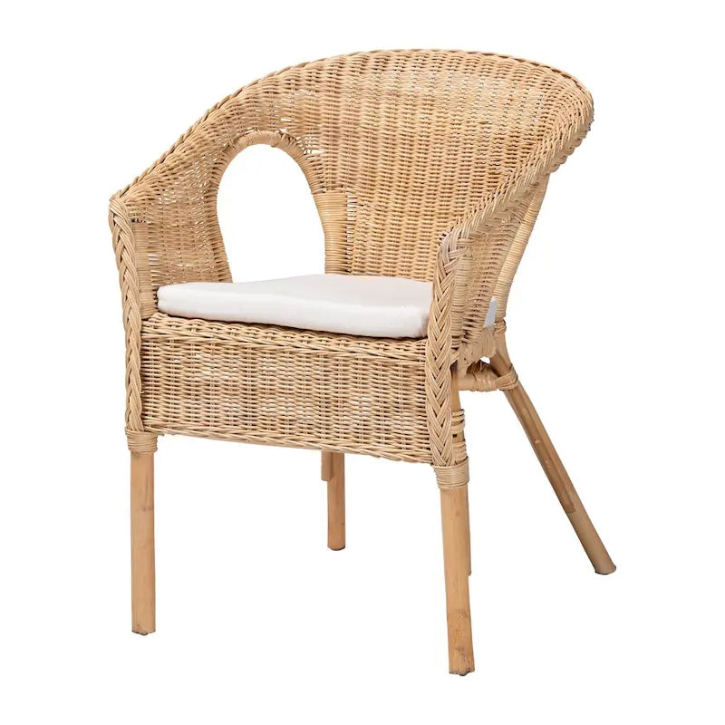 Chaise de salle à manger Abbey en rotin naturel, style bohème moderne