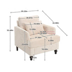 Fauteuil simple en chenille, fauteuil d'appoint rembourré avec coussin moelleux, fauteuil de lecture moderne du milieu du siècle