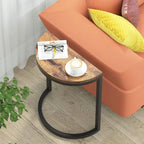 Table d'appoint demi-ronde, table d'appoint étroite, table basse en C mince avec cadre en métal