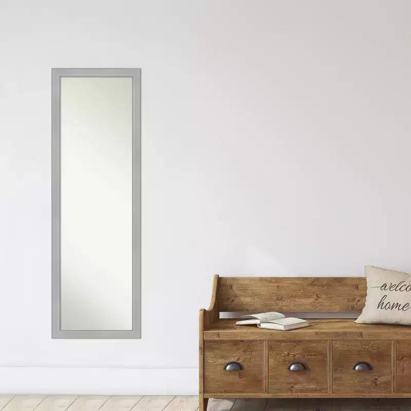 Miroir 17 x 51 Vista Brossé Encadré à Suspendre Nickel - Amanti Art: Cadre en polystyrène, Aucun assemblage requis