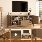 Meuble TV de ferme Garvee pour téléviseur jusqu'à 65 pouces, meuble de divertissement avec porte, grand rangement, étagère réglable pour salon/chambre à coucher