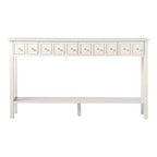 Table d'entrée vintage blanche à 2 niveaux avec 4 tiroirs en MDF 152,5*28*86,4cm