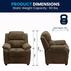 Fauteuil inclinable contemporain Flash Furniture de luxe rembourré pour enfants avec accoudoirs de rangement