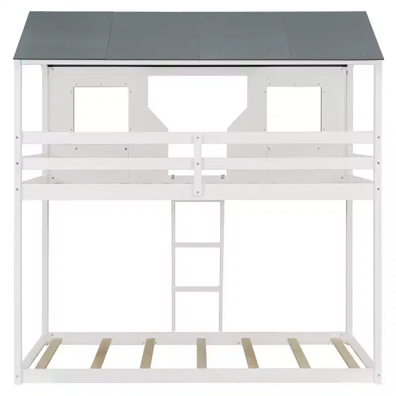 Lit superposé Luxystar de style cabane avec toit et fenêtre