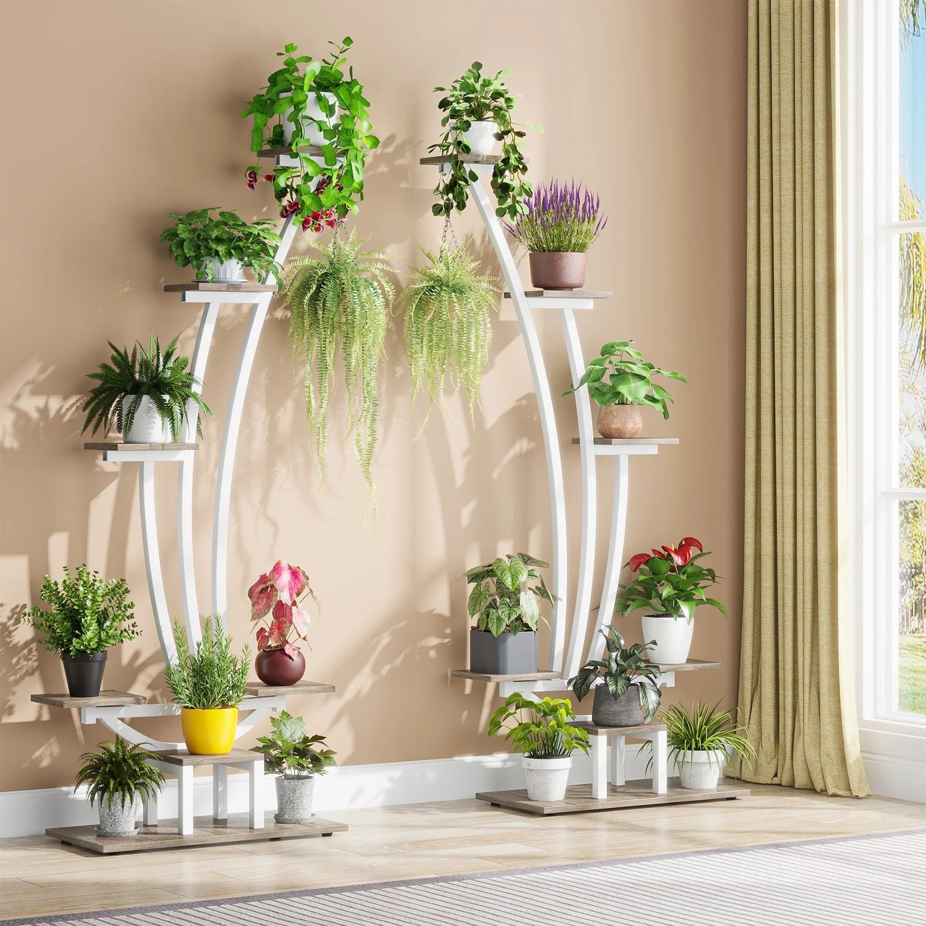 Étagère à plantes d'intérieur, porte-fleurs à 6 niveaux pour jardin - Lot de 2